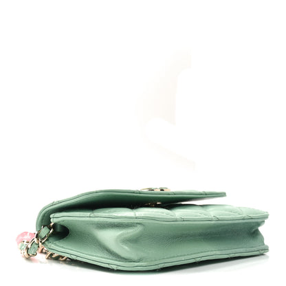 Chanel Lambskin Resin Quilted Mini Heart Flap Light Green 4 of 11