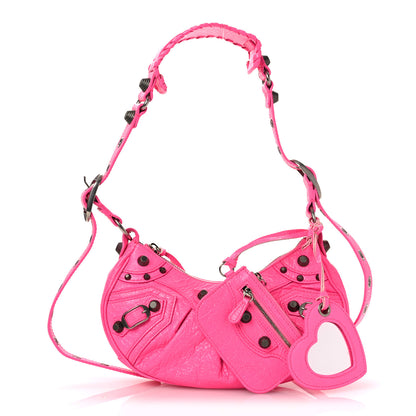 Balenciaga Agneau Arena Le Cagole Shoulder Bag XS Hot Pink 3 of 11