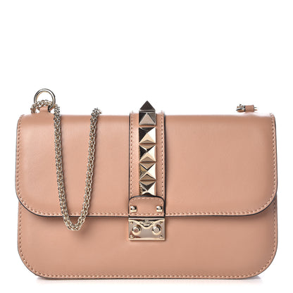 Valentino Garavani Vitello Medium Glam Lock Rockstud Flap Soft Noisette 1 of 8