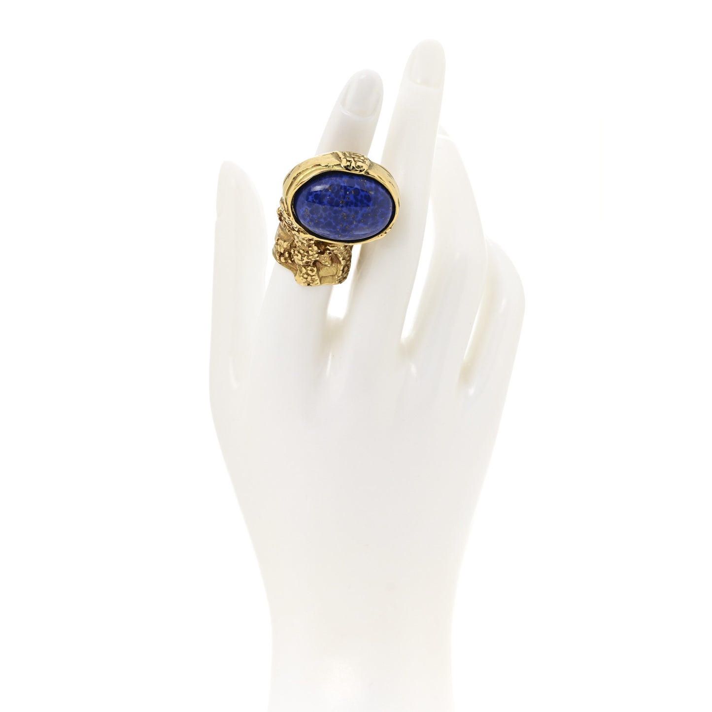 Glass Cabochon Arty Ovale Ring 52 6 Gold Blue