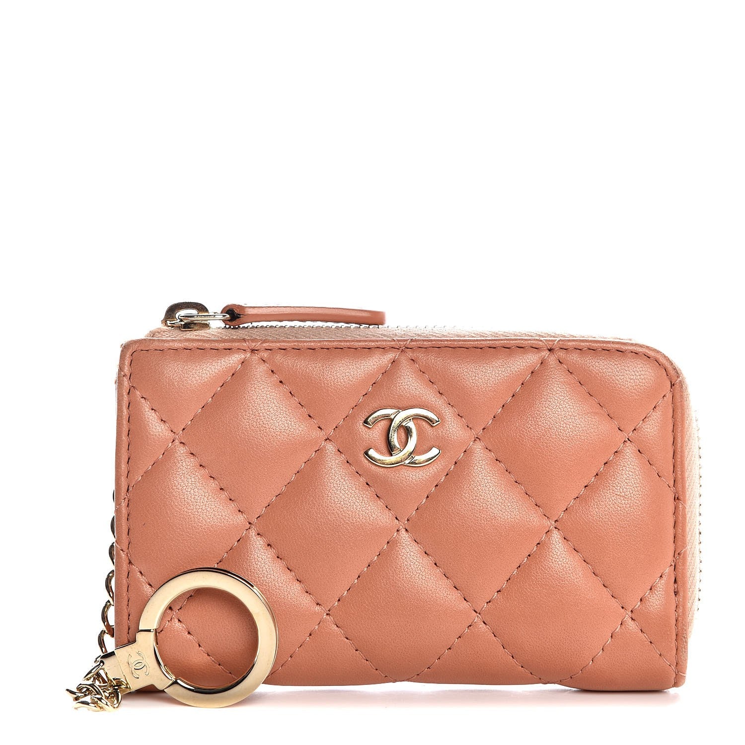 Chanel Lambskin Quilted Key Holder Case Pink 1 of 8