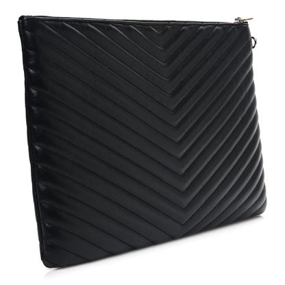 Saint Laurent Calfskin Matelasse Chevron Monogram Document Holder Black 3 of 7