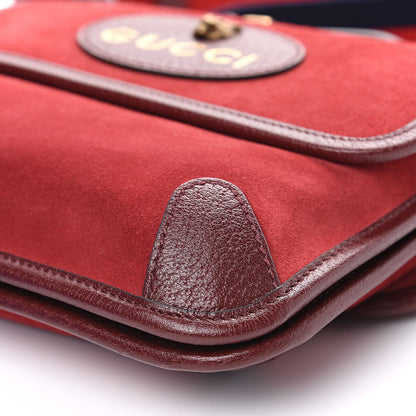 Gucci Suede Web Small Neo Vintage Double Flap Messenger Bag Romantic Cherry Chardonnay 8 of 12