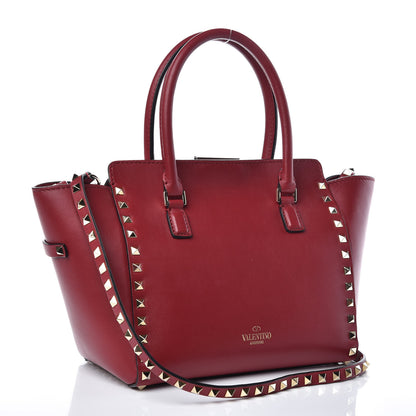 Valentino Garavani Vitello Small Rockstud Double Handle Tote Red 3 of 12