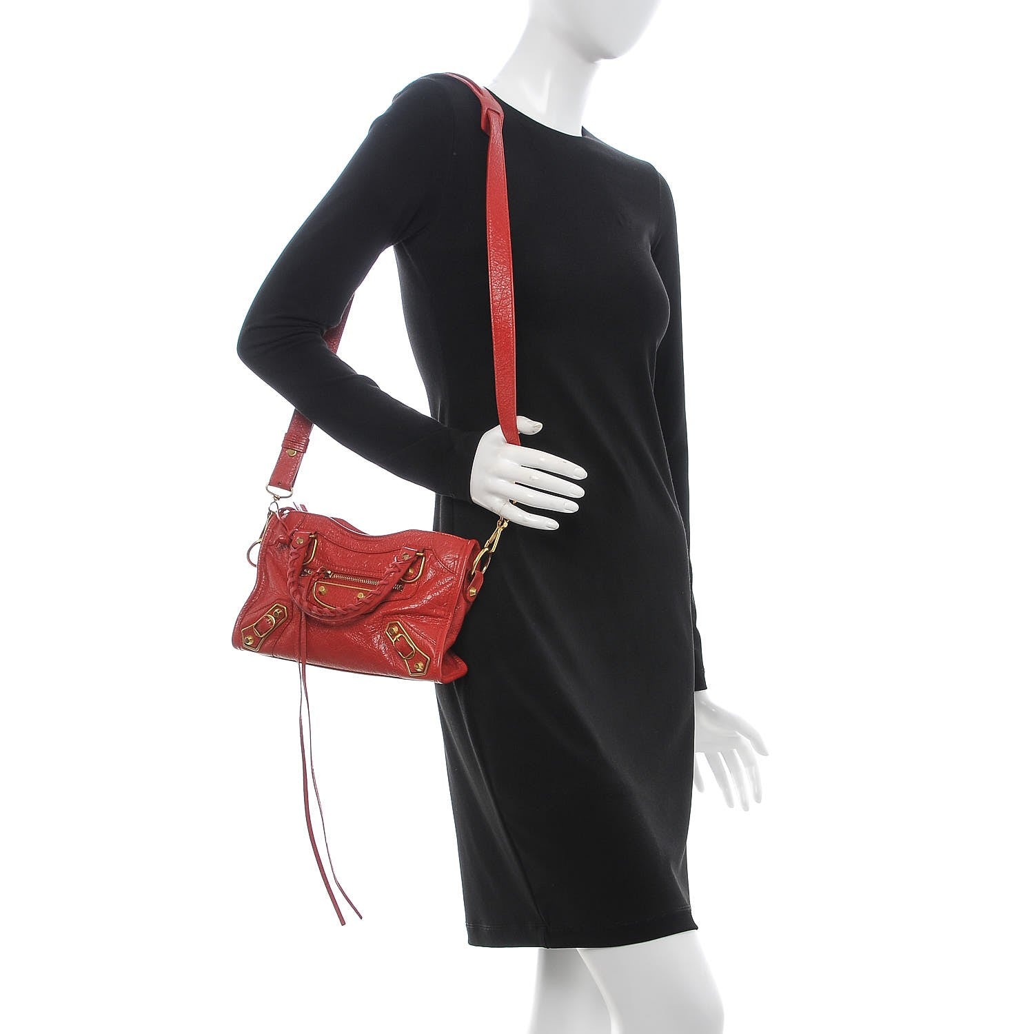 Balenciaga Agneau Gold Metallic Edge Hardware Mini City Rouge Rubis 2 of 11