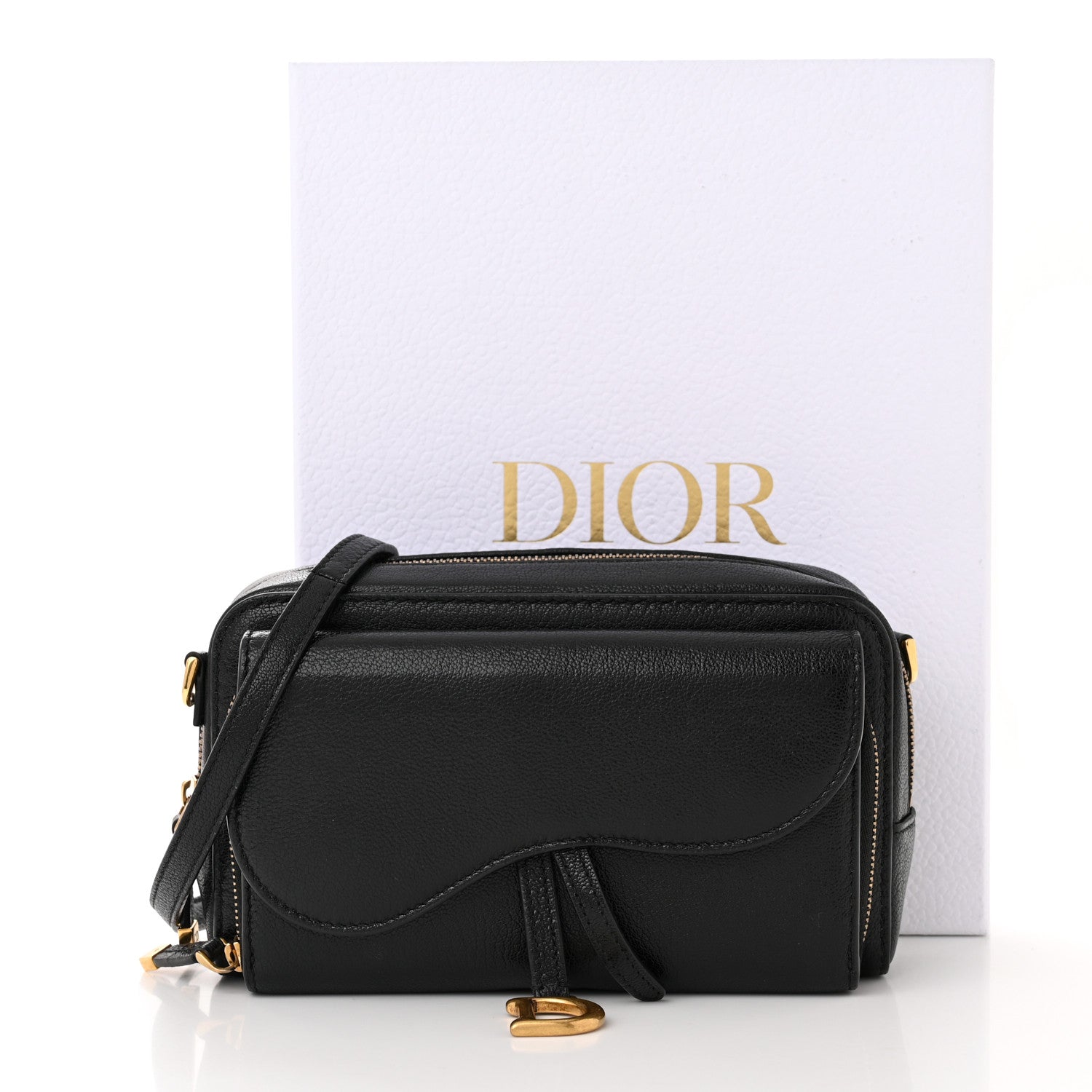 Christian Dior Goatskin Double Saddle Pouch Black 12 of 12