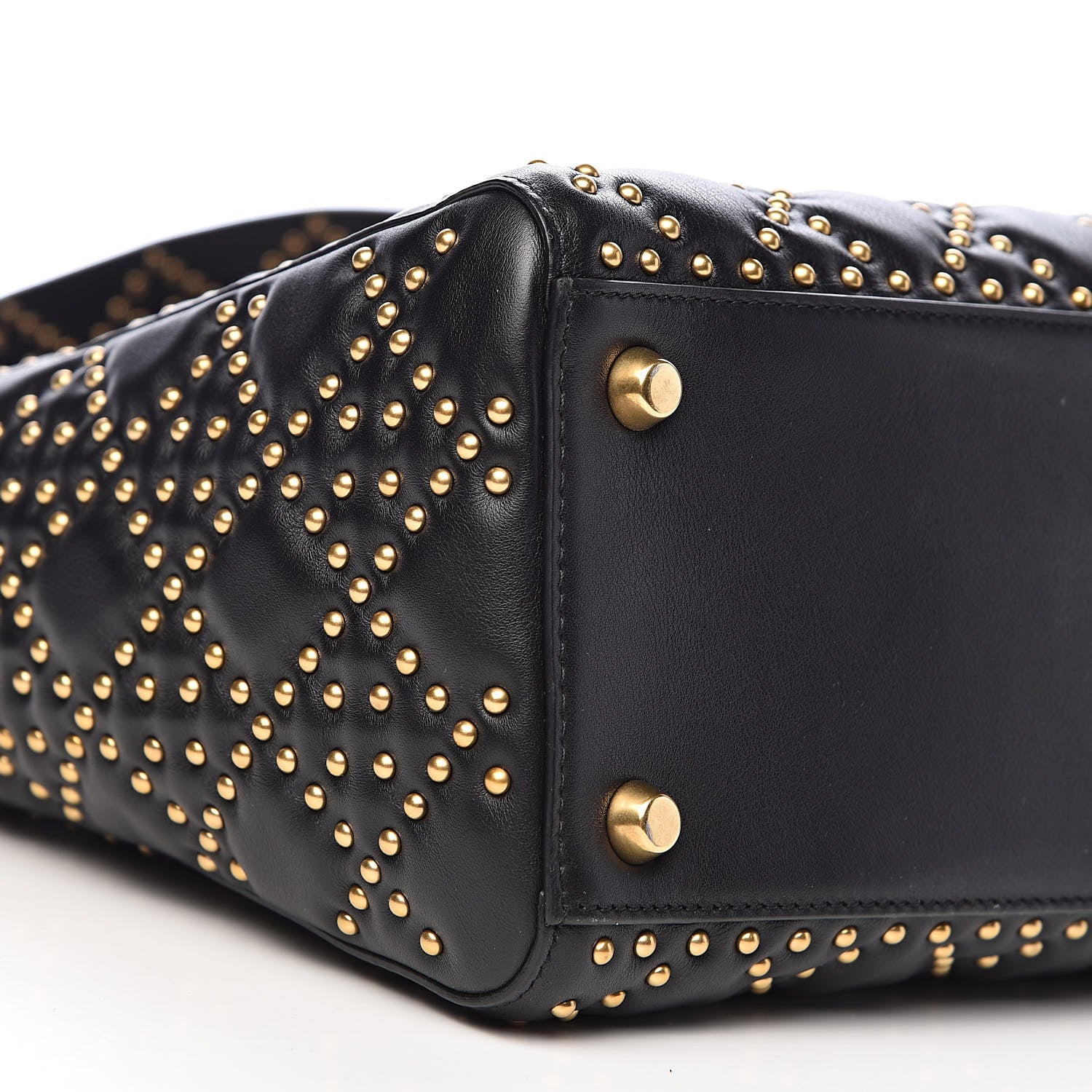 Christian Dior Calfskin Cannage Studded Medium Supple Lady Dior Black 8 of 11
