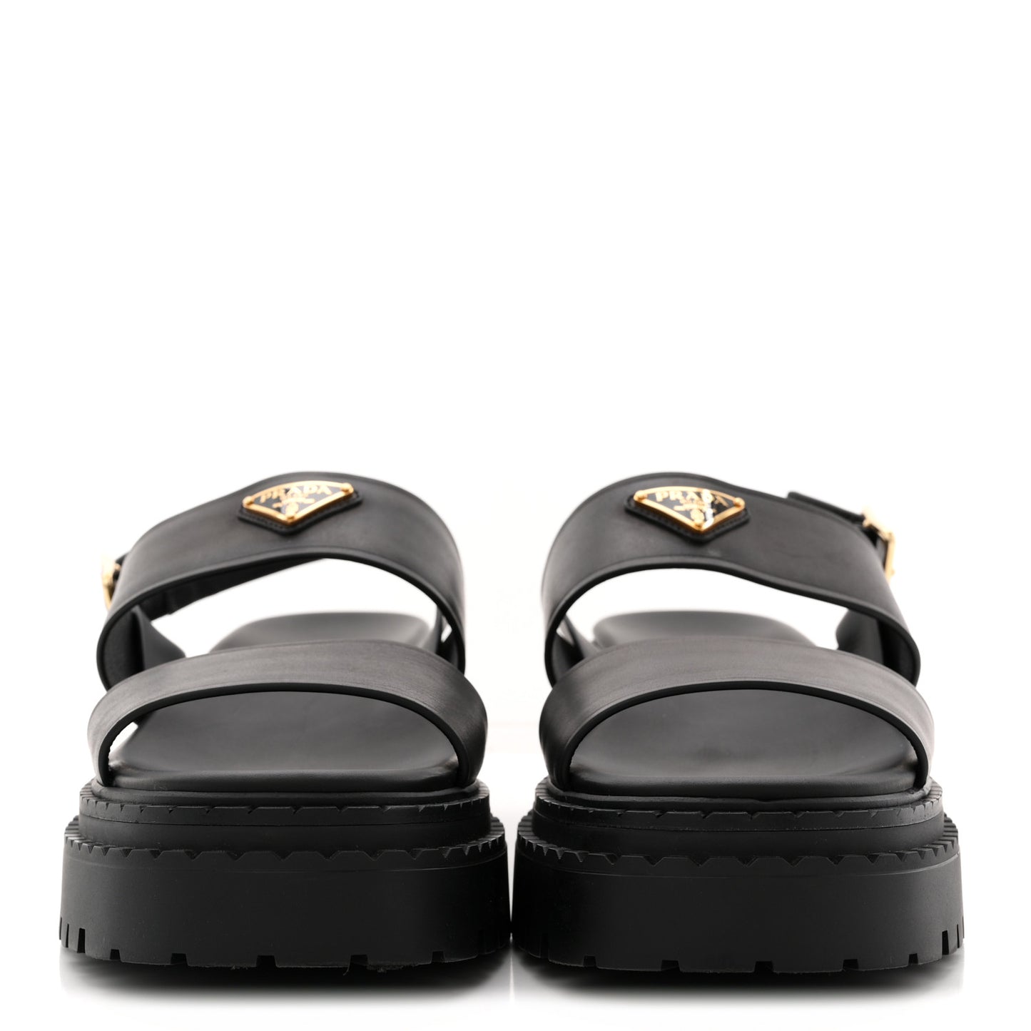 Nappa Metal Triangle Logo Slingback Sandals 40 Black