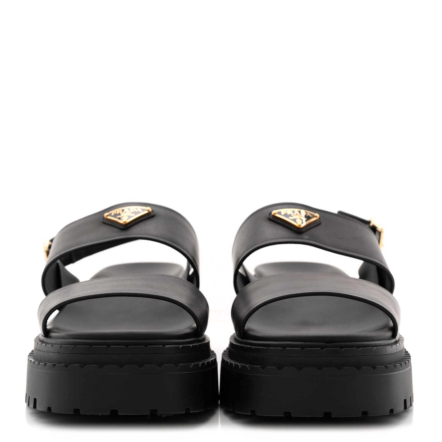 Prada Nappa Metal Triangle Logo Slingback Sandals 40 Black 5 of 16