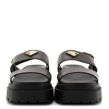 Prada Nappa Metal Triangle Logo Slingback Sandals 40 Black 5 of 16