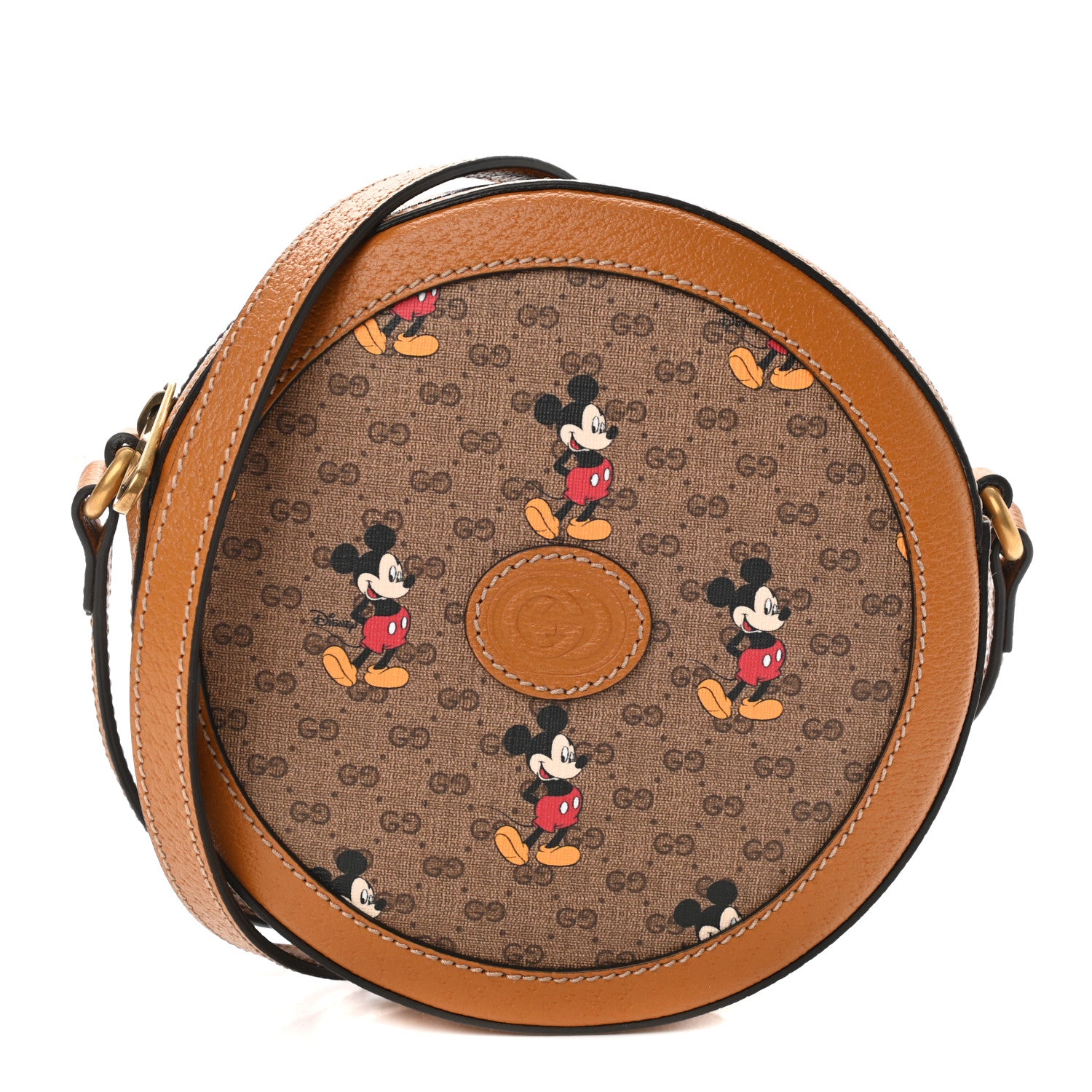 Gucci X DISNEY Mini Vintage GG Supreme Monogram Mickey Mouse Round Shoulder Bag Beige Vintage Sun Oil 1 of 11