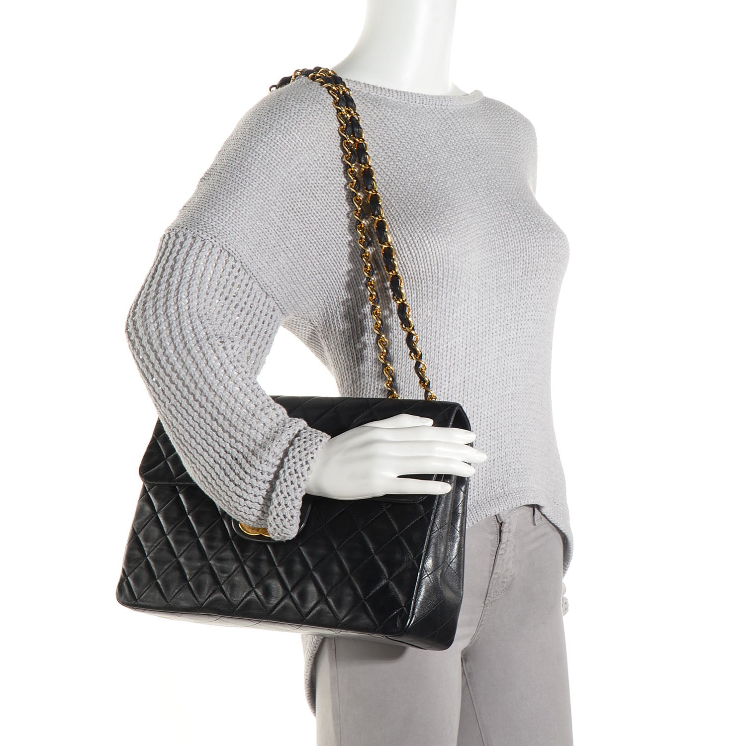 Chanel Lambskin XL Jumbo Flap Black 2 of 10