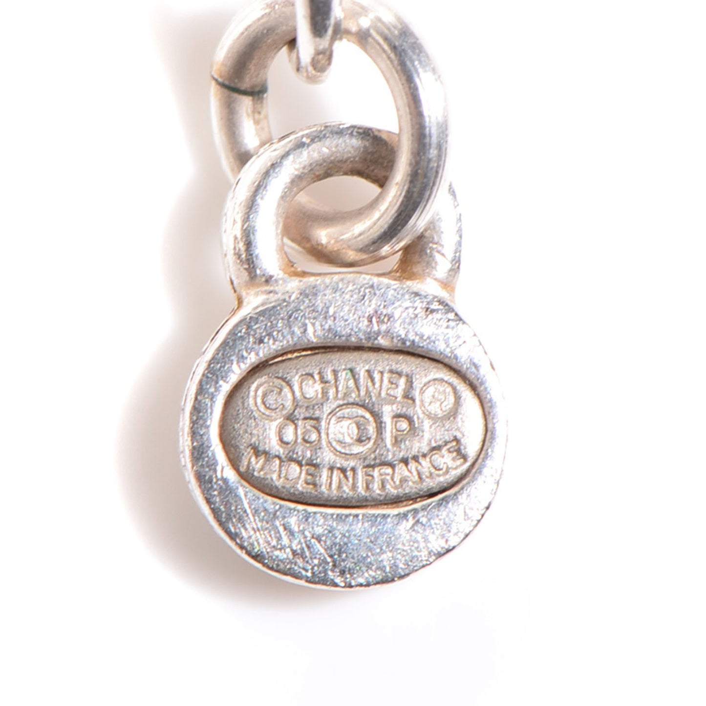 Beaded Charm CC Necklace Silver