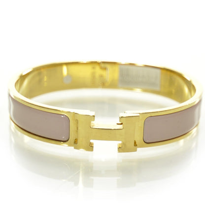 Hermes Enamel Narrow Clic Clac H Bracelet Pink and Gold 1 of 5