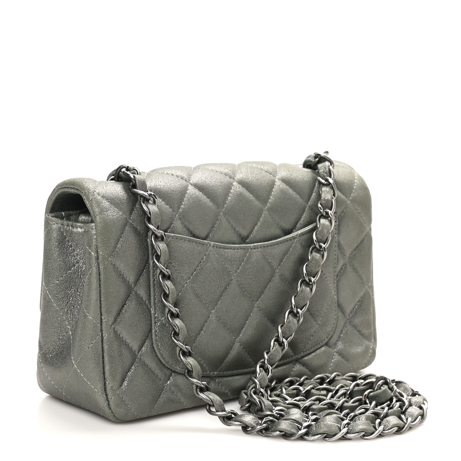 Chanel Iridescent Lambskin Quilted Mini Rectangular Flap Khaki 3 of 10
