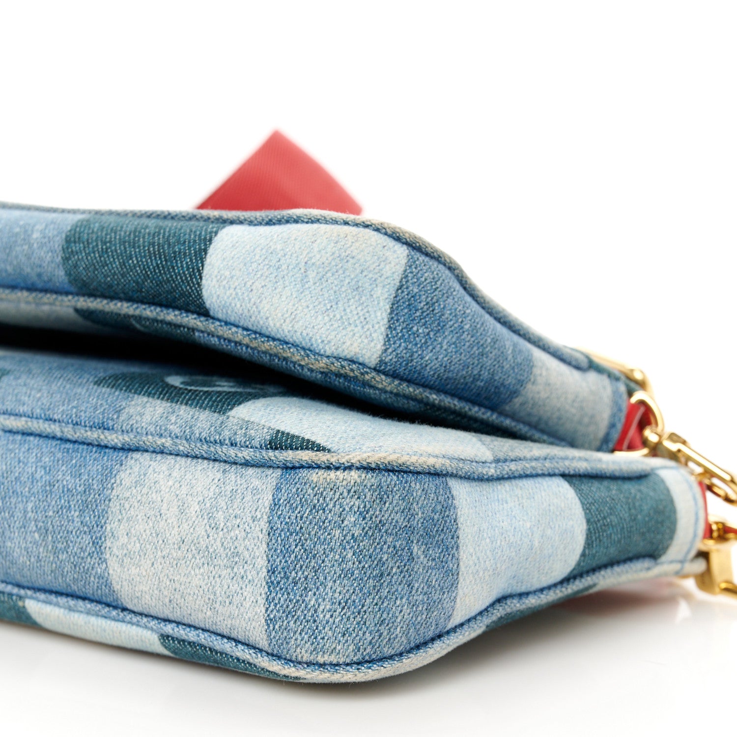 Louis Vuitton Denim Damier Monogram Patchwork Multi Pochette Accessories Blue Rouge 11 of 11