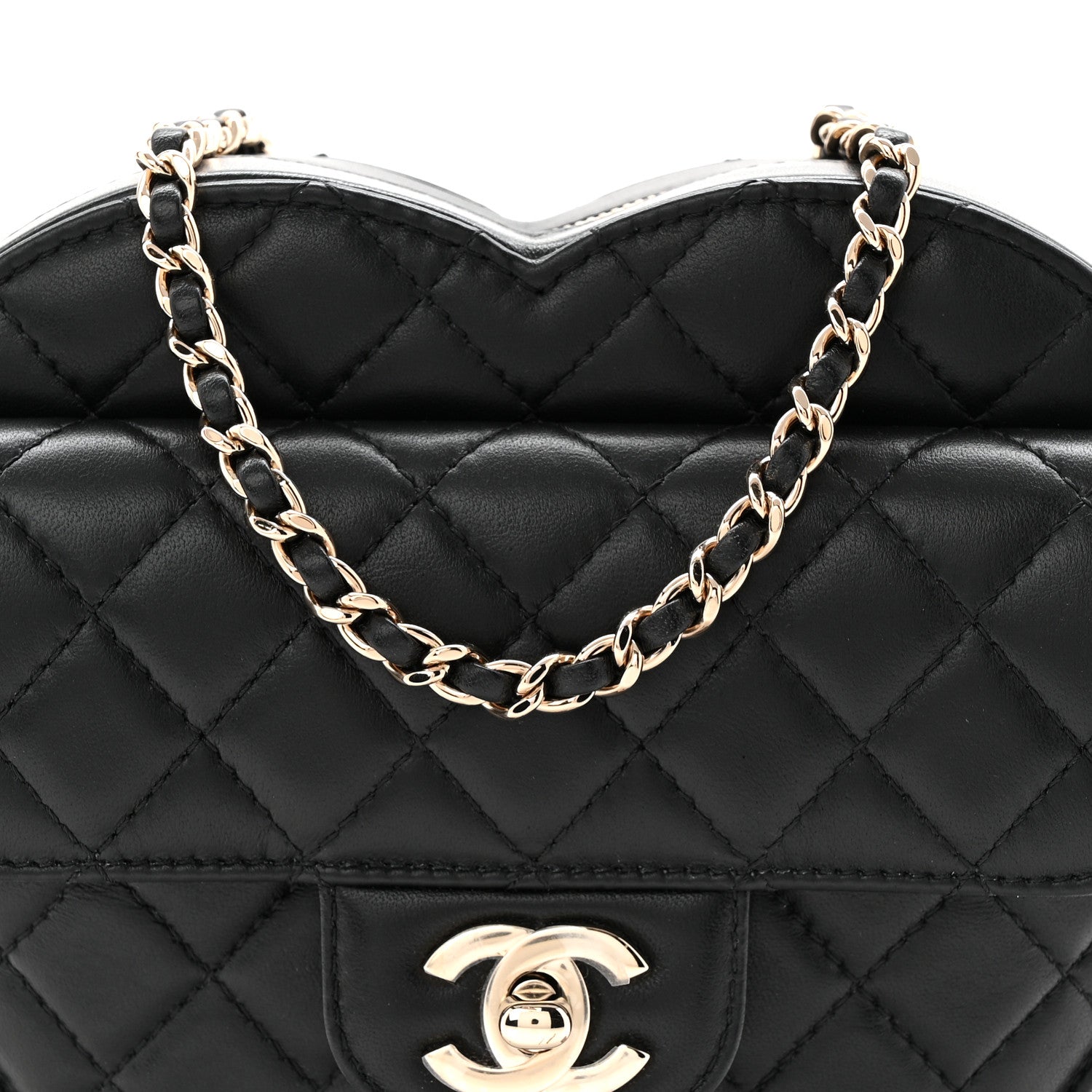 Chanel Lambskin Quilted Large CC In Love Heart Bag Black 8 of 10