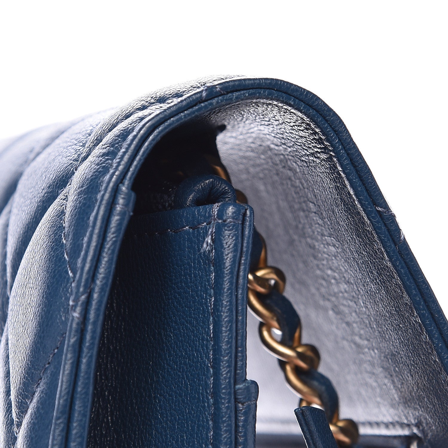 Chanel Goatskin Quilted 19 Wallet On Chain WOC Blue 12 of 14