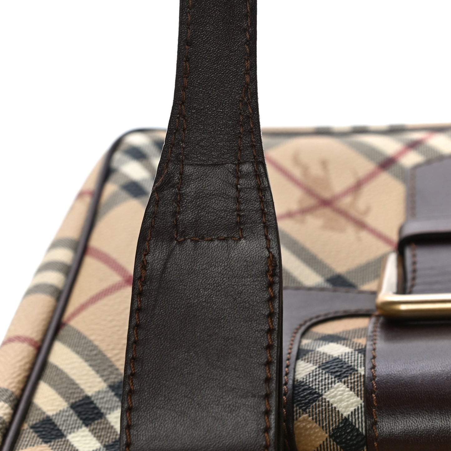 Haymarket Check Buckle Tote Brown