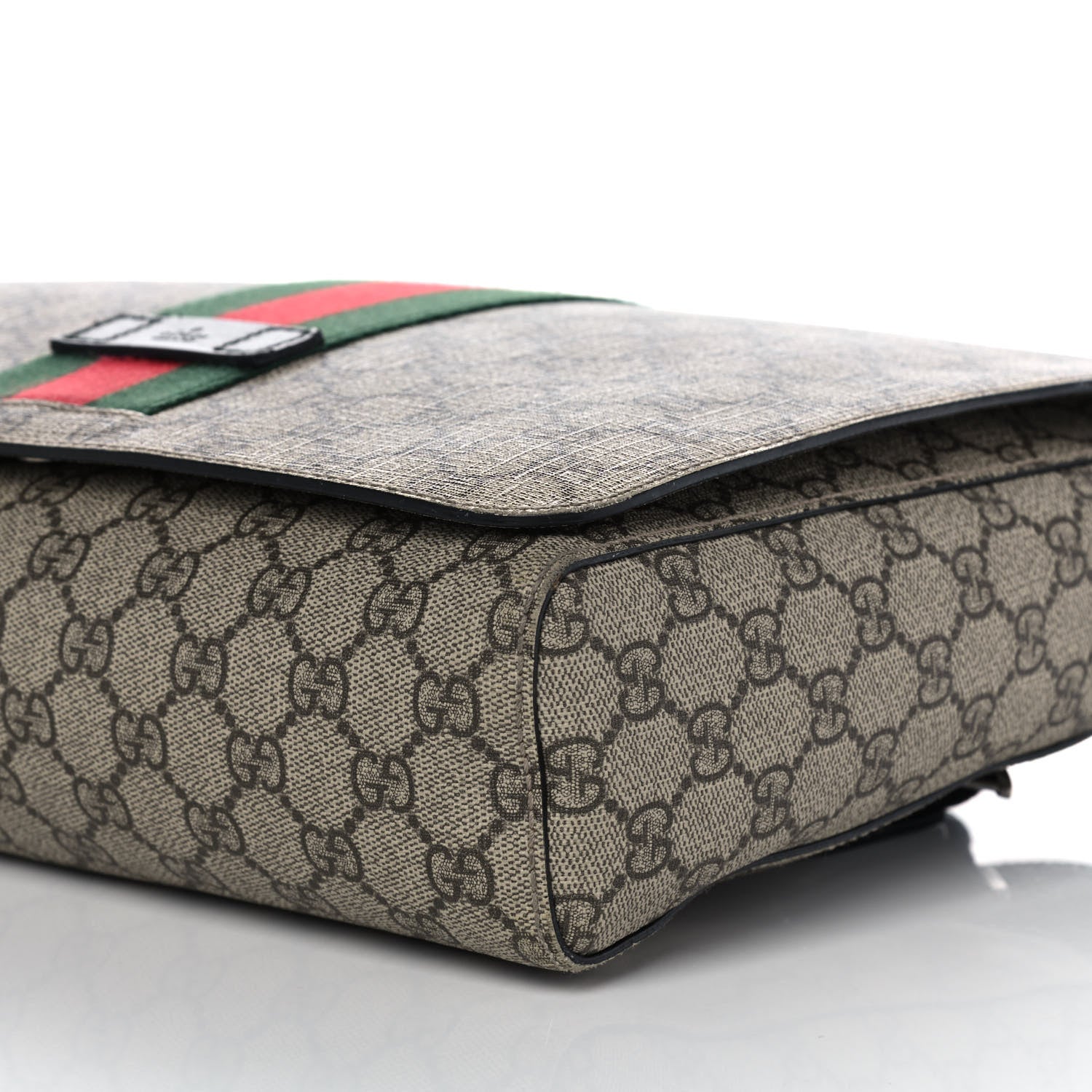Gucci GG Supreme Monogram Web Flap Messenger Bag Black 11 of 12