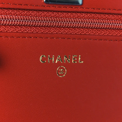 Chanel Lambskin Quilted Trendy CC Wallet On Chain WOC Red 6 of 12