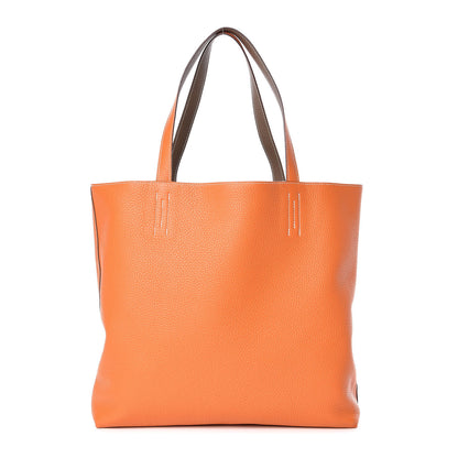 Hermes Taurillon Clemence Double Sens 35 Reversible Tote Orange Etoupe 6 of 13