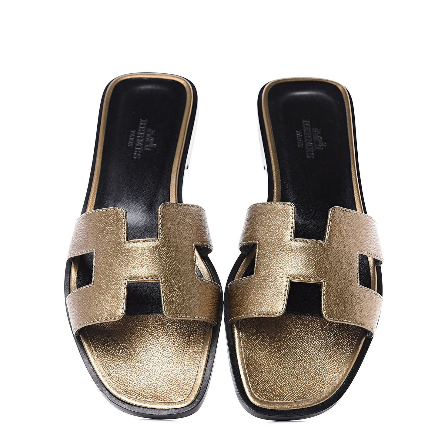 Metallic Epsom Oran Sandals 36 Vert Bronze