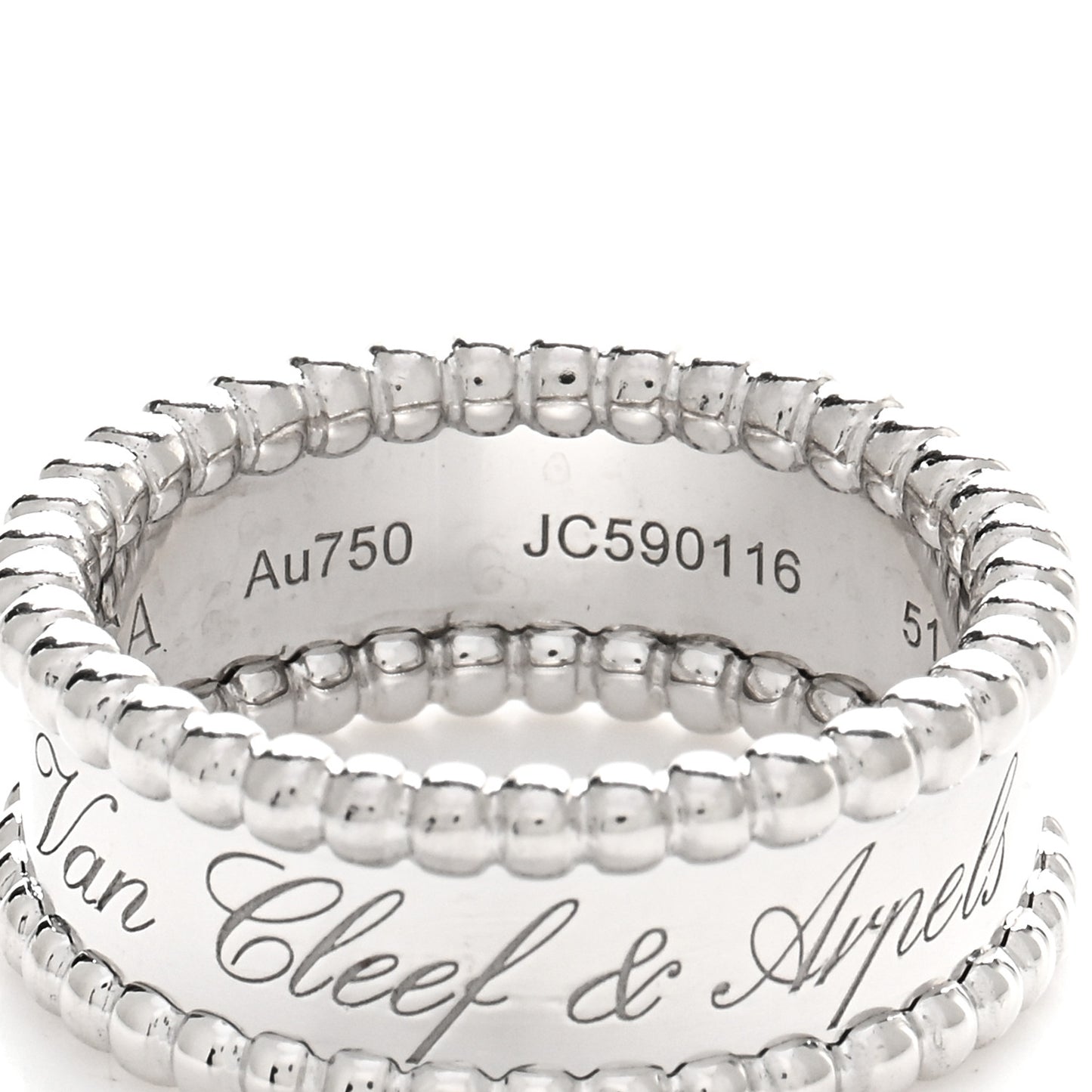 18K White Gold Perlee Signature Ring 51 5.75