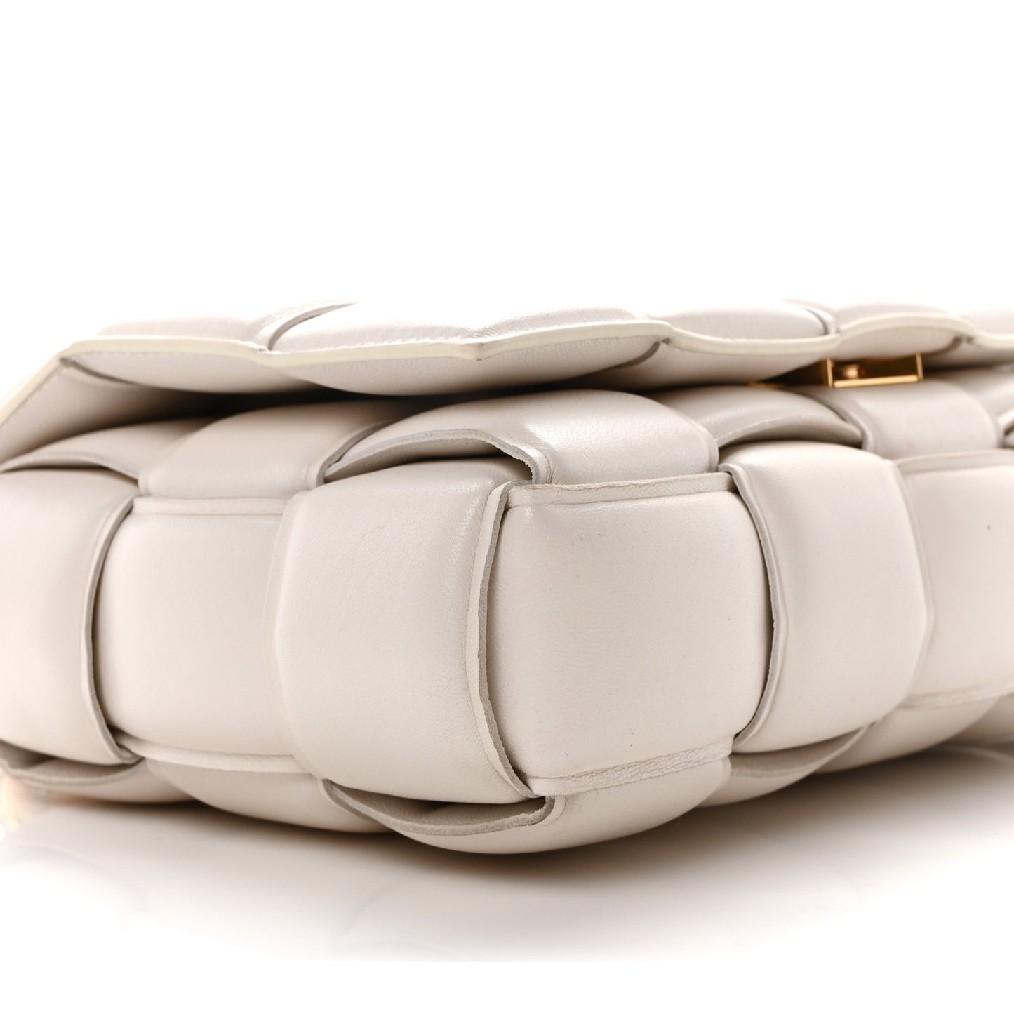 Lambskin Maxi Intreccio Padded Chain Cassette Crossbody Bag White