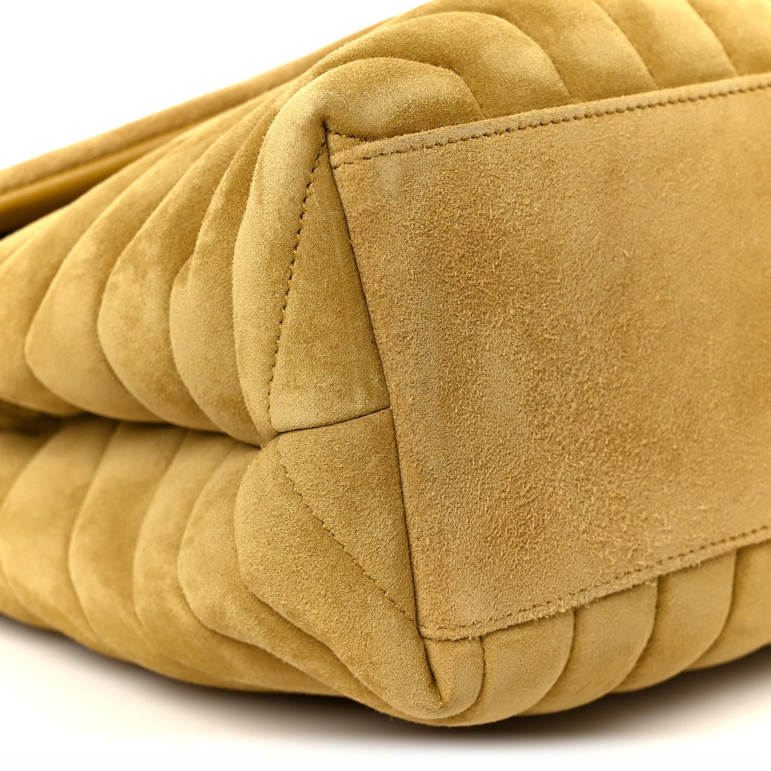 Saint Laurent Suede Y Quilted Monogram Medium Loulou Chain Satchel Chartreuse 10 of 11