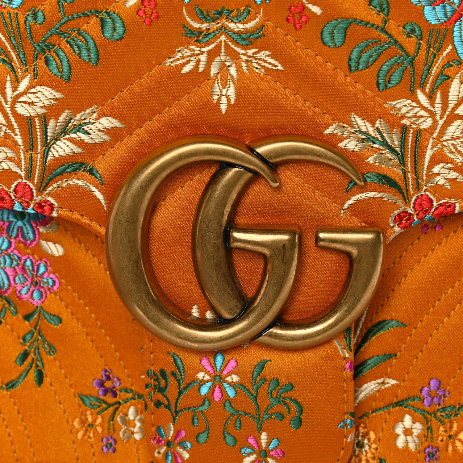 Gucci Jacquard Matelasse Floral Medium GG Marmont Shoulder Bag Yellow 12 of 17