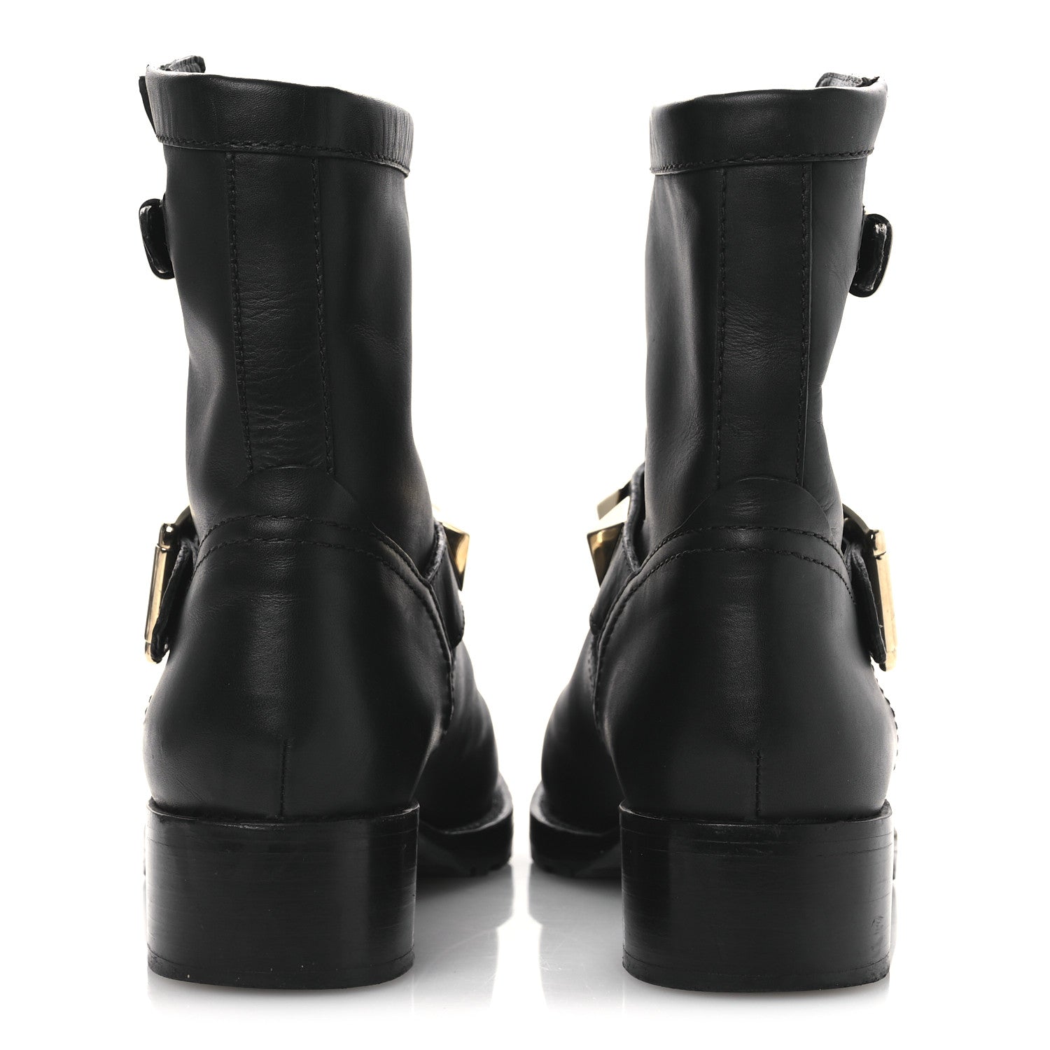 Valentino Garavani Calfskin Lock Studded 30mm Biker Boots 38 Black 6 of 13