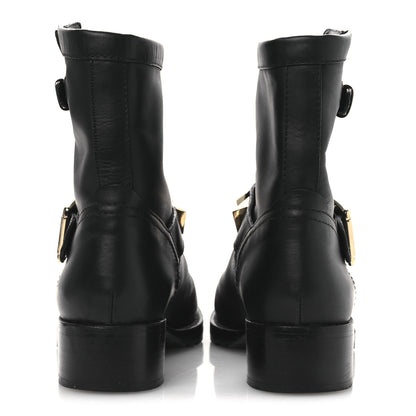 Valentino Garavani Calfskin Lock Studded 30mm Biker Boots 38 Black 6 of 13
