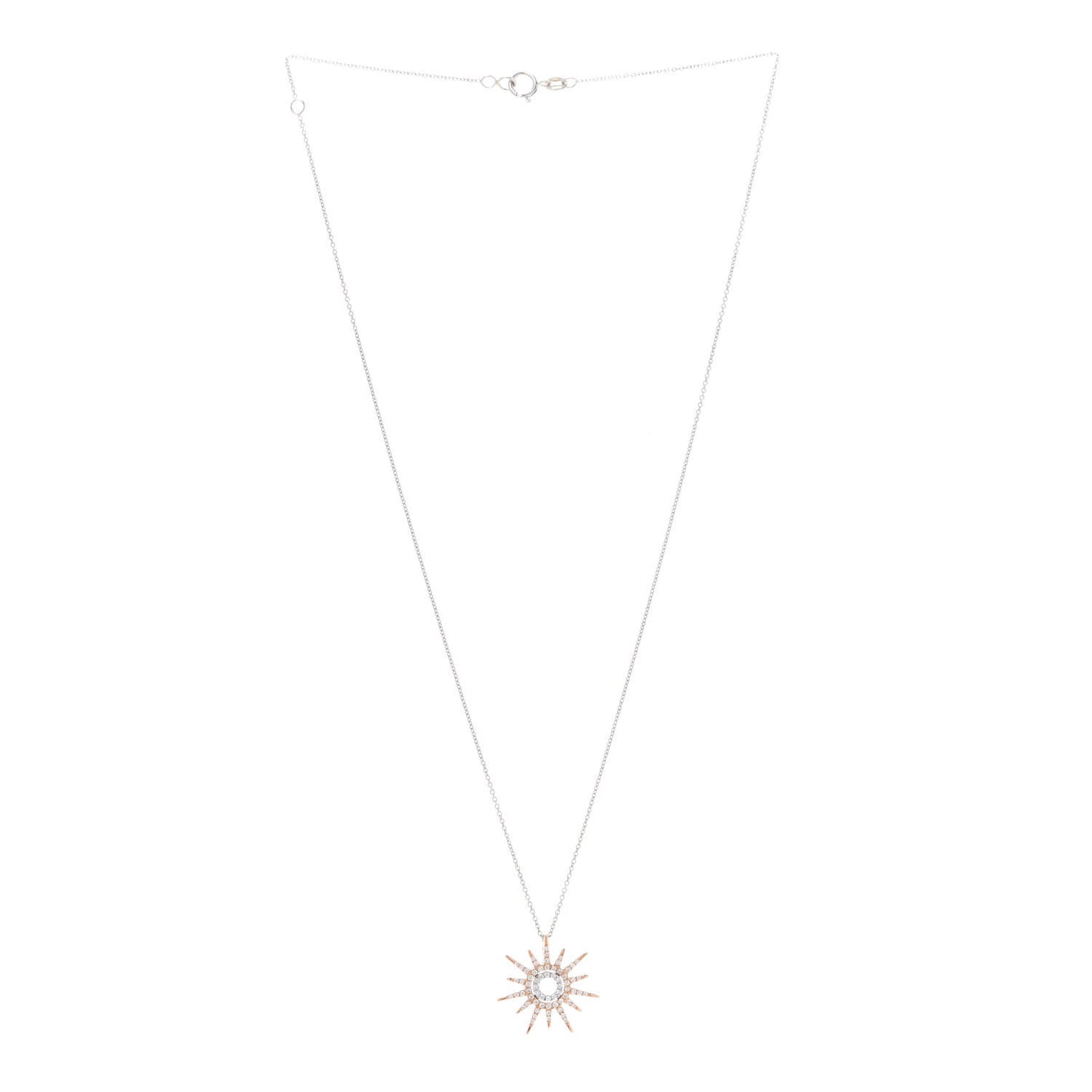 18K Rose White Gold Diamond Tiny Treasures Sun Pendant Necklace
