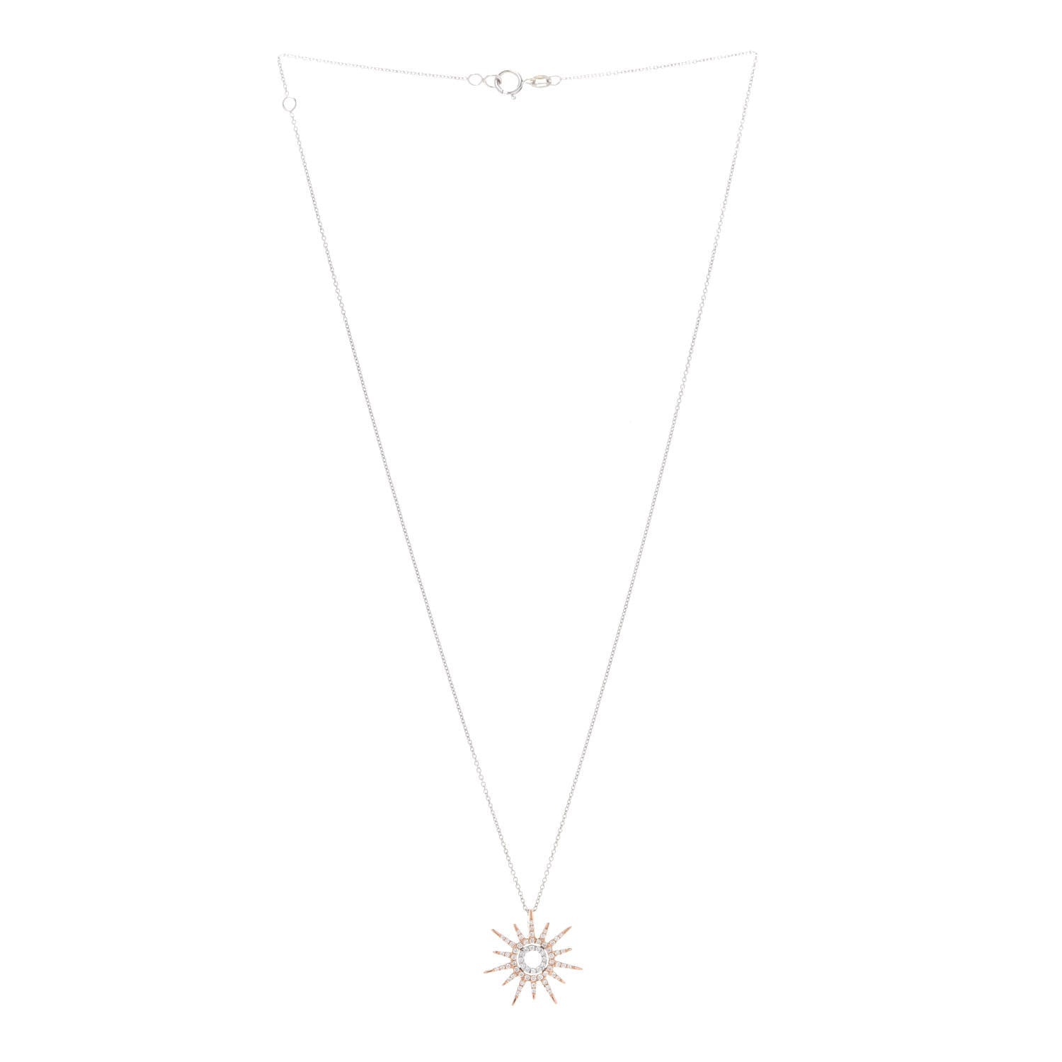 Roberto Coin 18K Rose White Gold Diamond Tiny Treasures Sun Pendant Necklace 3 of 7