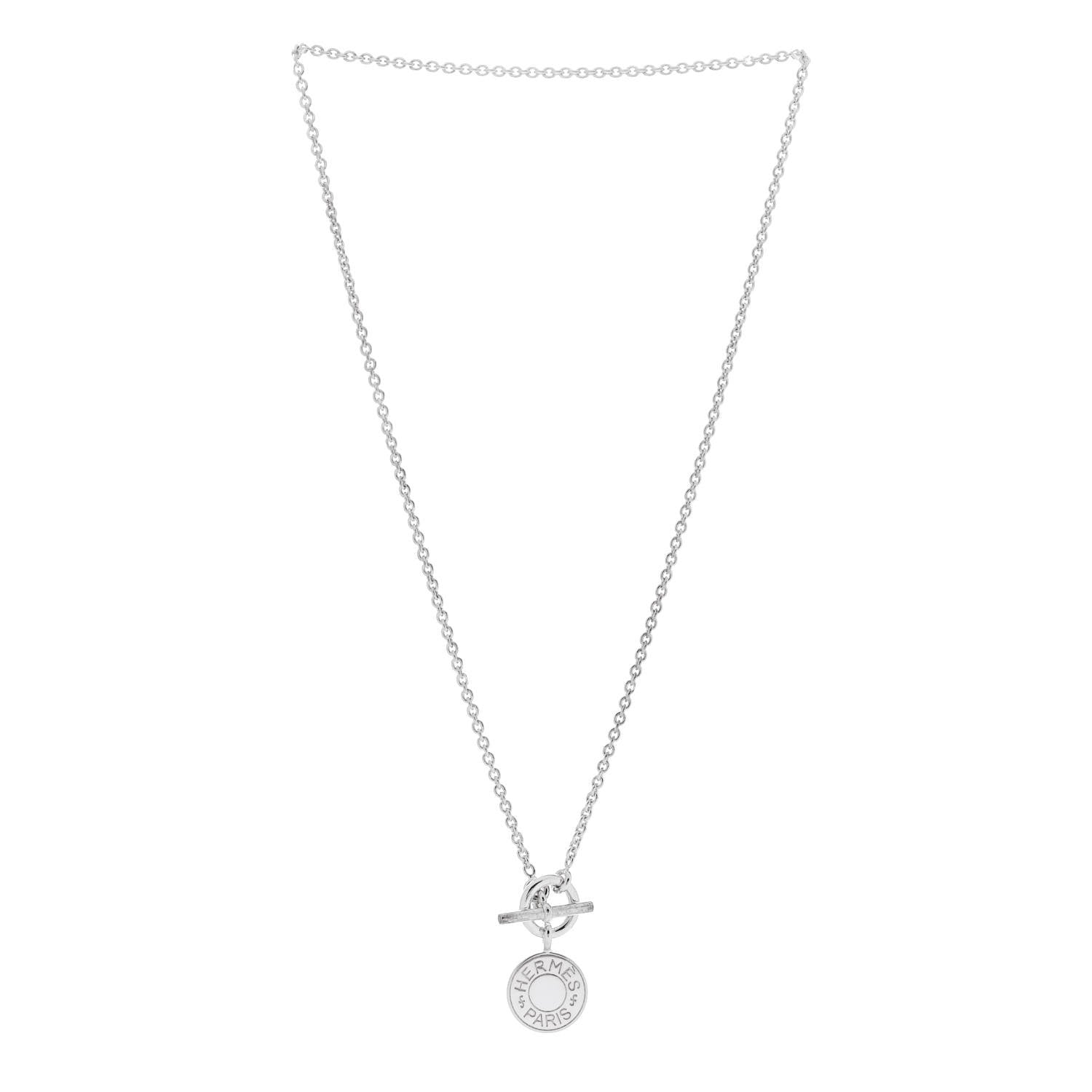 Hermes Sterling Silver Amulettes Ex-Libris Pendant Necklace 3 of 6