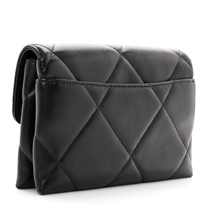 Chanel Lambskin Quilted Chanel 19 Flap Clutch Black 3 of 14