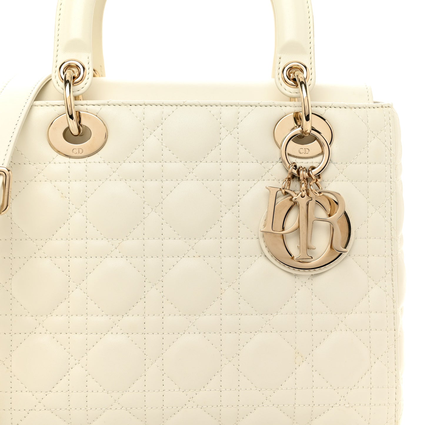 Lambskin Cannage Medium Lady Dior White