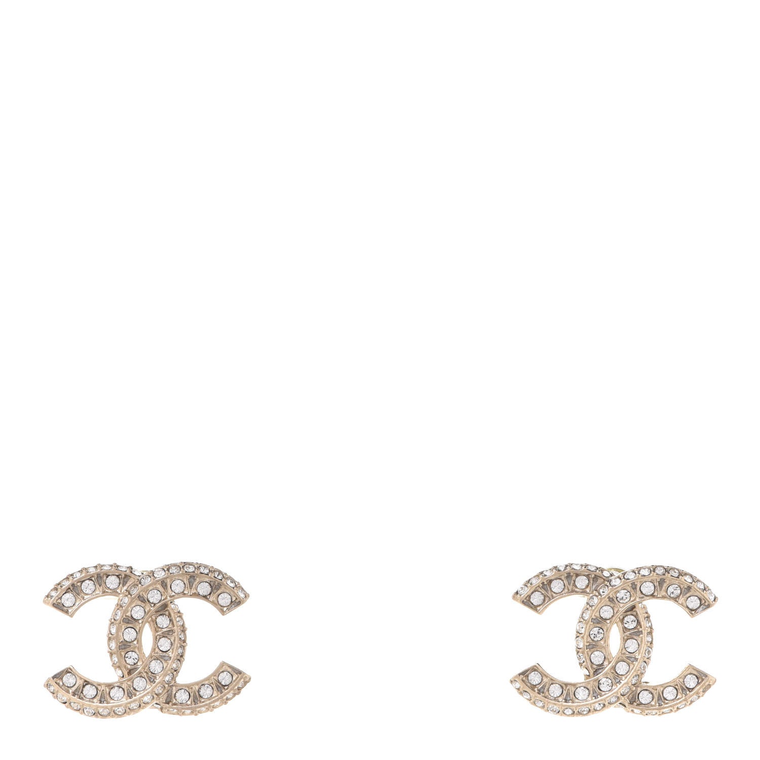 Chanel Crystal Timeless CC Earrings Light Gold 1 of 4