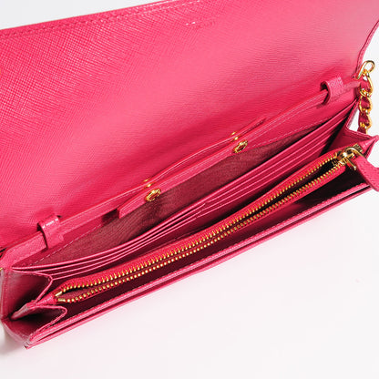 Prada Saffiano Metal Oro Chain Wallet Peonia 5 of 11