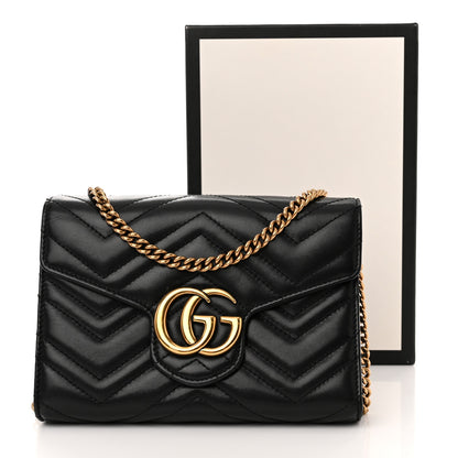 Gucci Calfskin Matelasse GG Marmont Chain Wallet Black 15 of 15