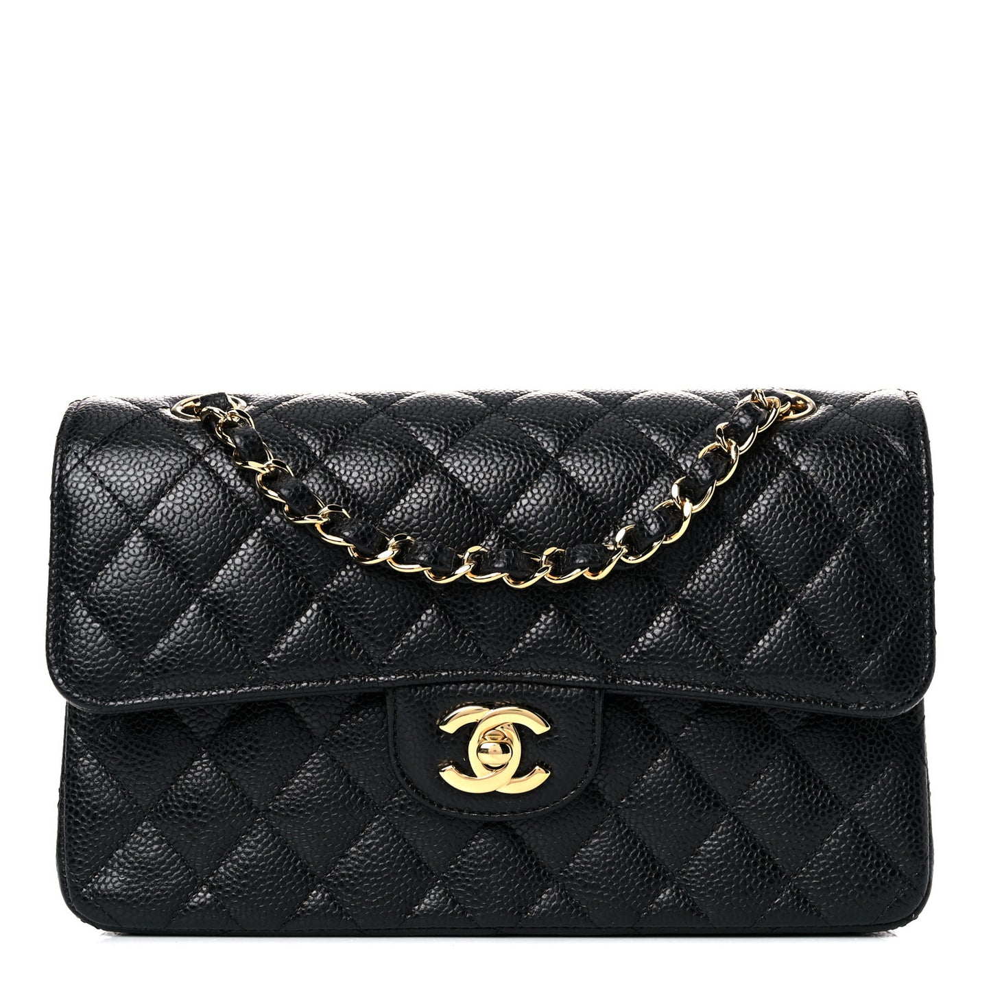 Caviar Quilted Small Double Flap Black