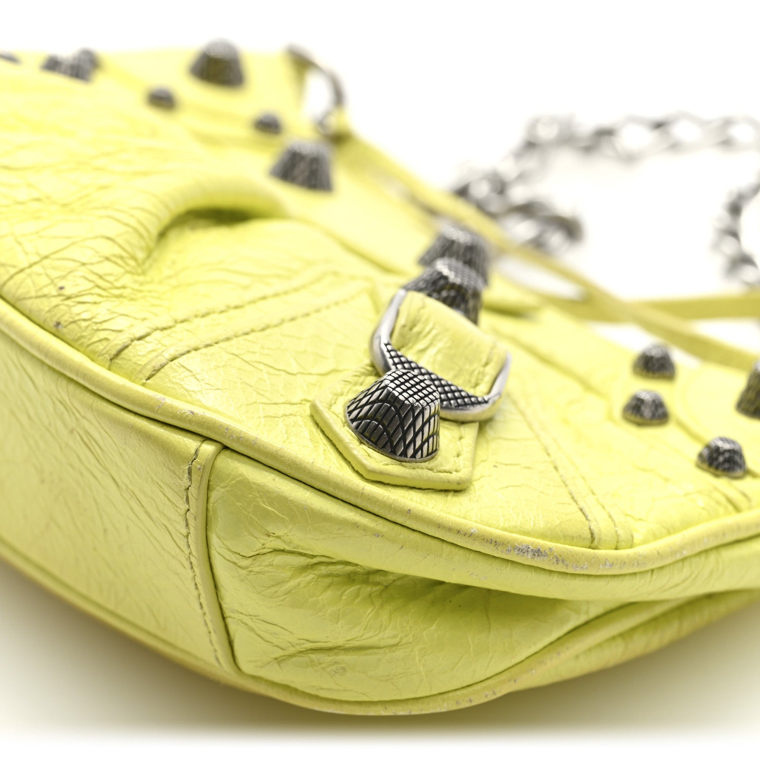 Balenciaga Agneau Arena Le Cagole Mini Purse With Chain Lime 9 of 9