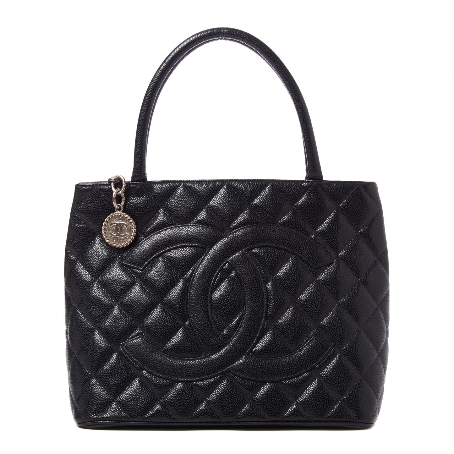 Caviar Quilted Medallion Tote Black