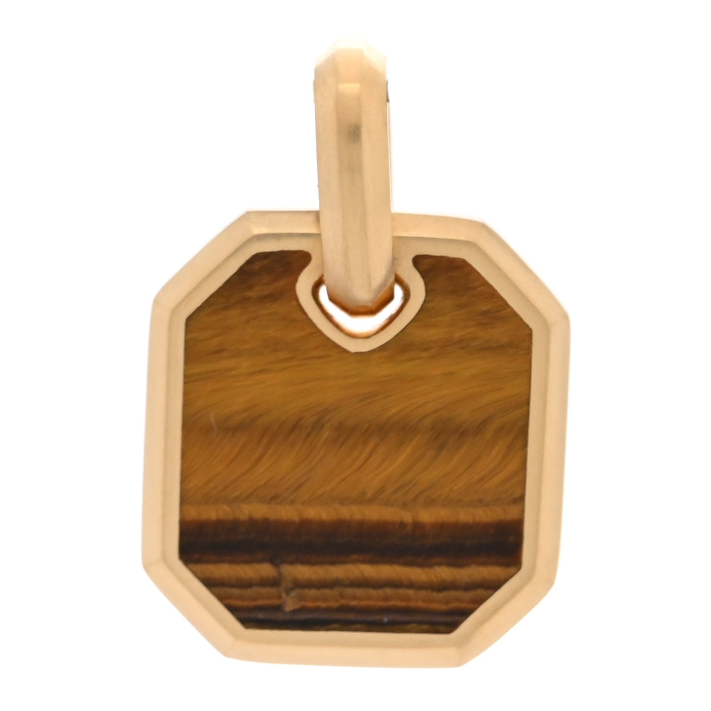 18K Yellow Gold Tiger Eye 15mm Octagonal Amulet Pendant