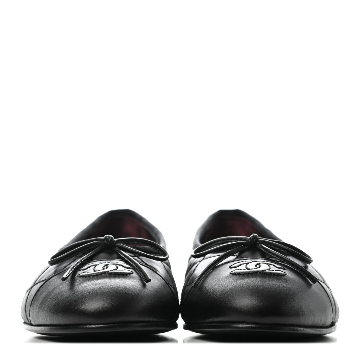 Chanel Aged Calfskin Quilted Cap Toe Ballerina Flats 38.5 Black 2 of 6