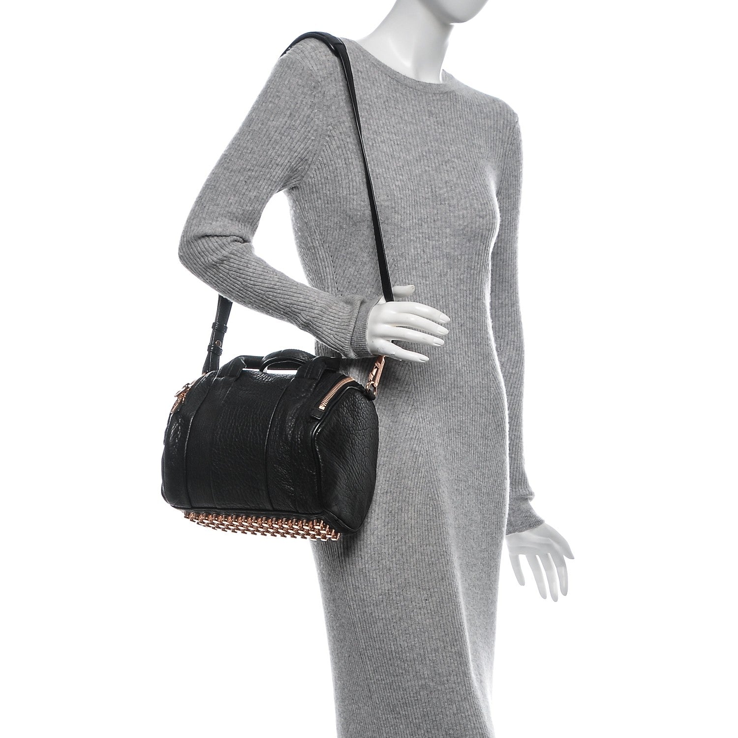 Alexander Wang Pebbled Lambskin Rockie Black Rose Gold Hardware 2 of 6