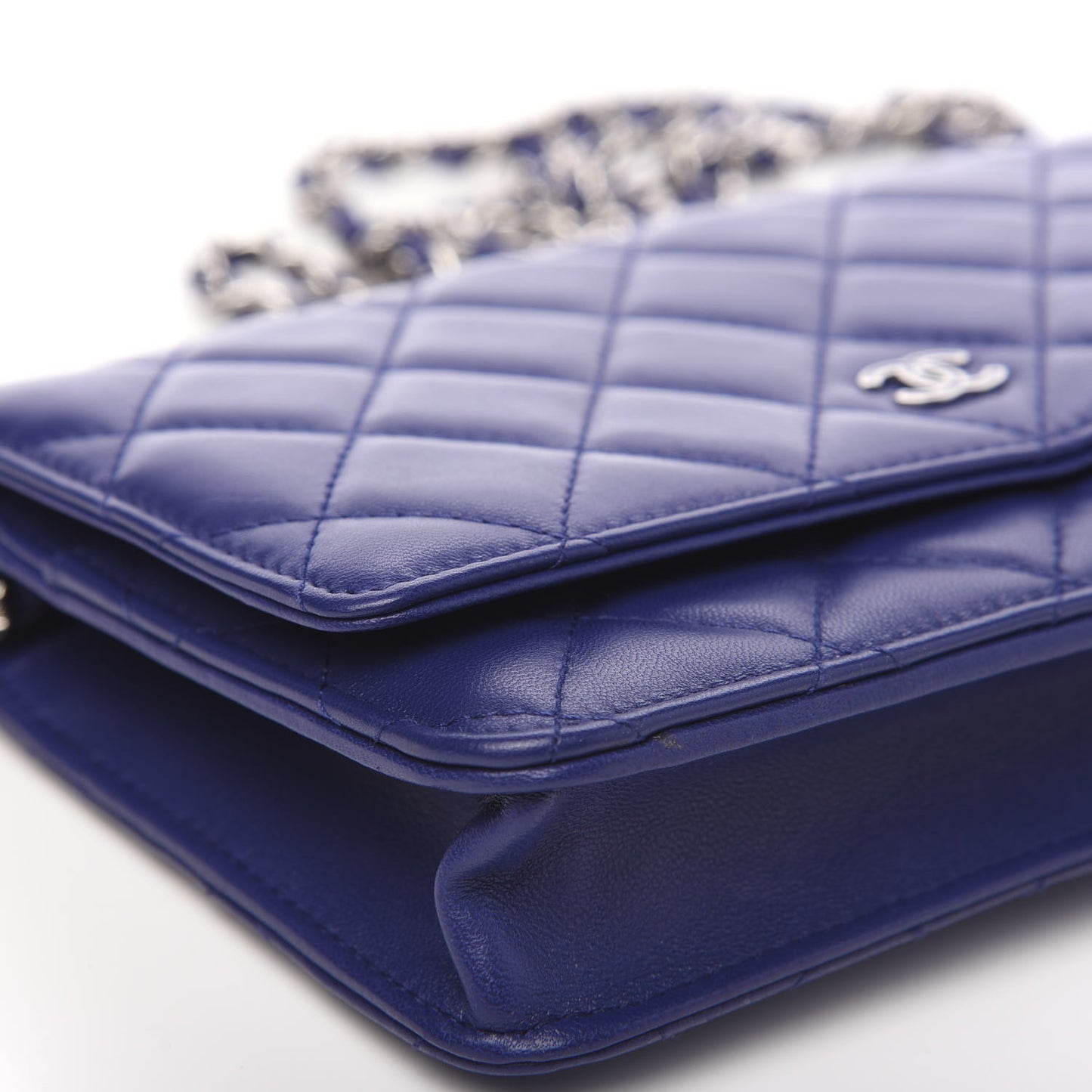 Lambskin Quilted Wallet On Chain WOC Purple