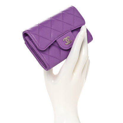 Chanel Caviar Quilted Flap Card Holder Wallet Purple 2 of 11