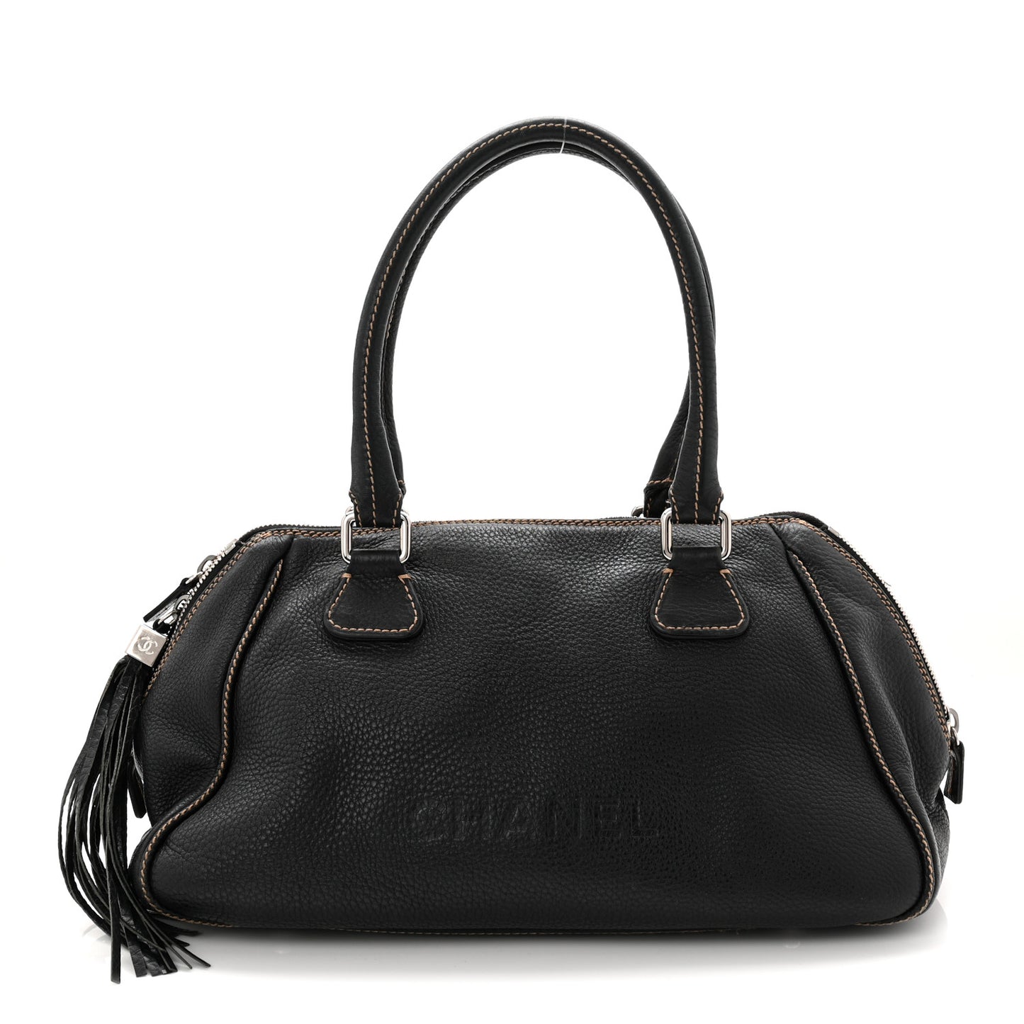Calfskin Large Tassel Bowler Black